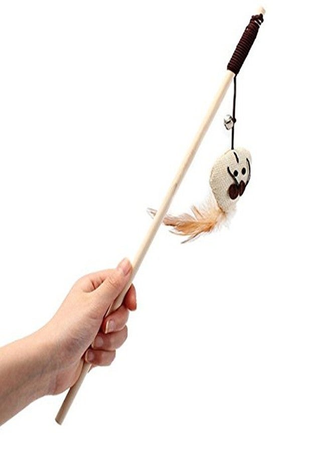 Sage Square 50 cm Jumbo Size Pet Friendly Wooden Cat Toy/Feather Teaser Stick/Training Toy for Cat/Kitten/Puppy (1 Pcs) - Image 3